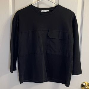 Zara trafaluc 3/4 sleeve shirt in navy size S